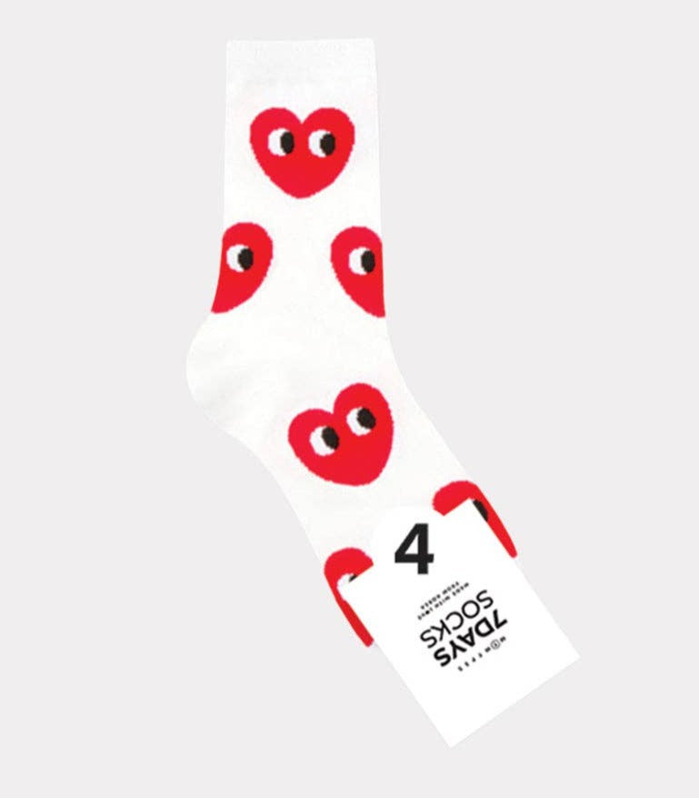 women crew socks red heart