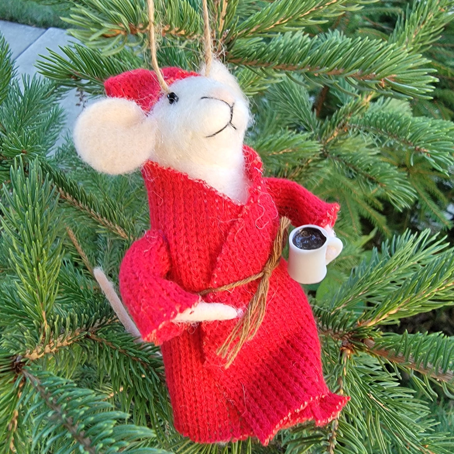 grandma Felt Mouse With Coffee