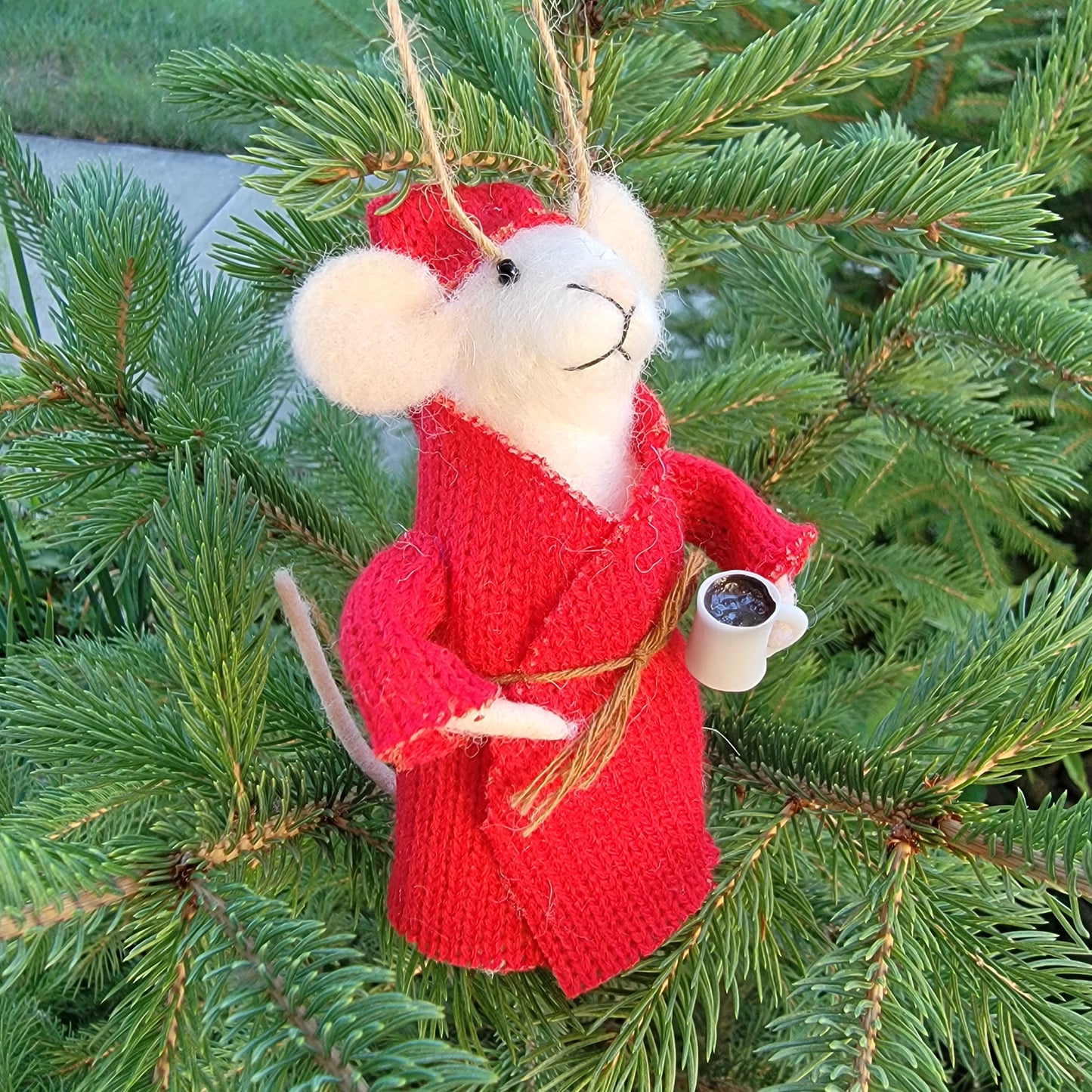 Felt Mouse With Coffee cup