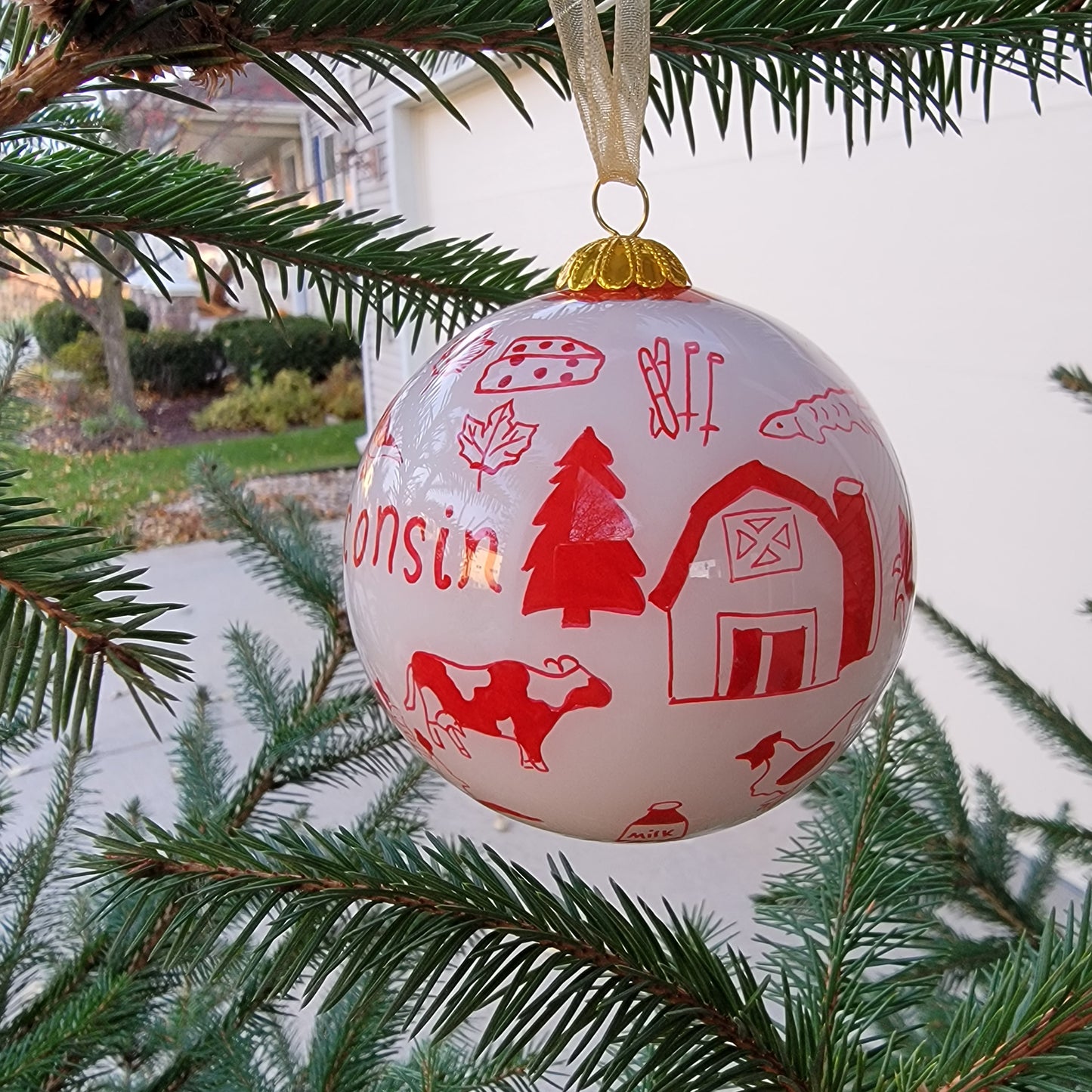 hand painted Wisconsin ornaments
