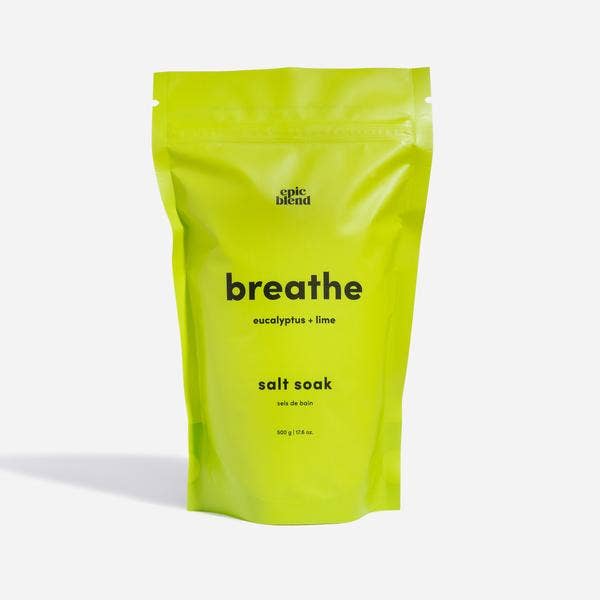 Breathe Bath Salt Soak – Relax & Refresh, perfect for gifts for her and curated gift boxes (front view)