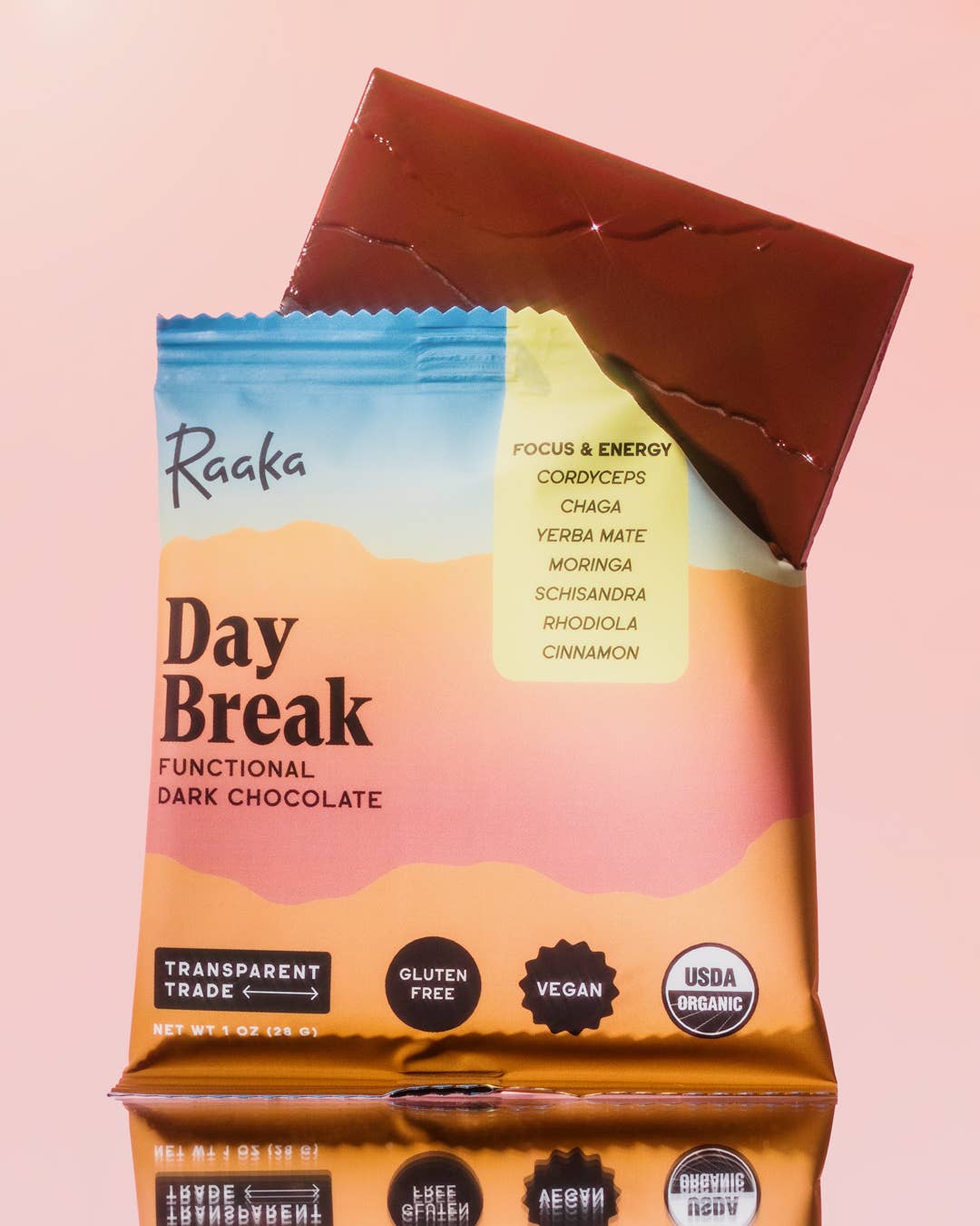 Day Break Functional Dark Chocolate Bar vegan and gluten free