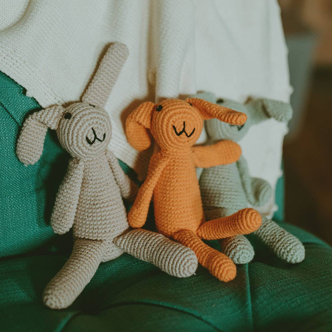 My First Bunny – Organic Baby Rattle, perfect for gifts for kids and curated gift boxes (lifestyle photo)