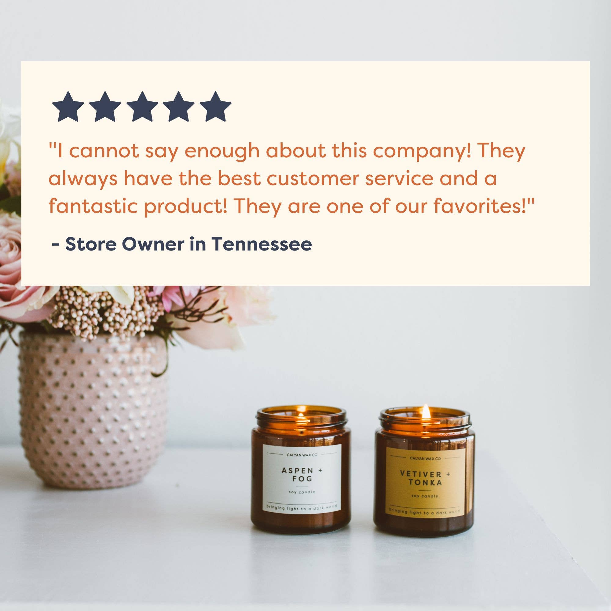 Home/Holiday - Mini Amber Jar Soy Candle — hand-poured scented candle, perfect for holiday gifts (lifestyle photo)
