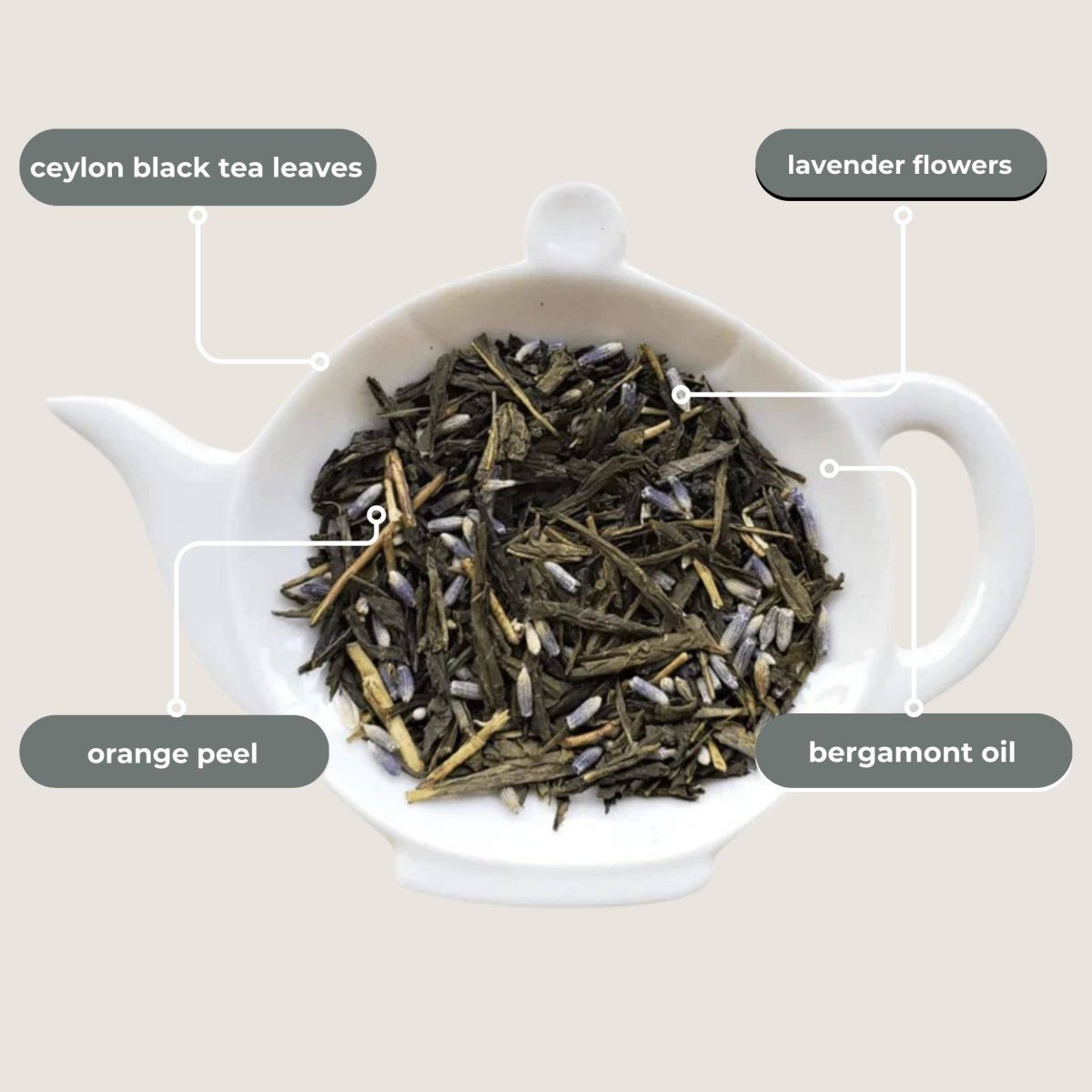 Lavender Earl Grey Black Tea — loose leaf gourmet tea, perfect for gifts for her and curated gift boxes (lifestyle photo)