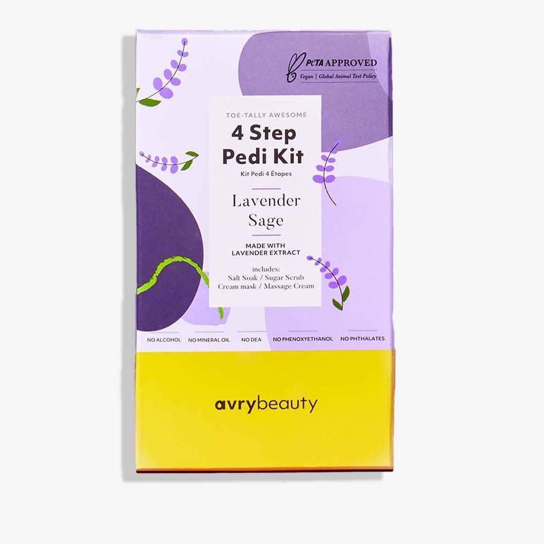 Lavender Sage 4 Step Pedi Kit, perfect for gifts for her and curated gift boxes (front view)
