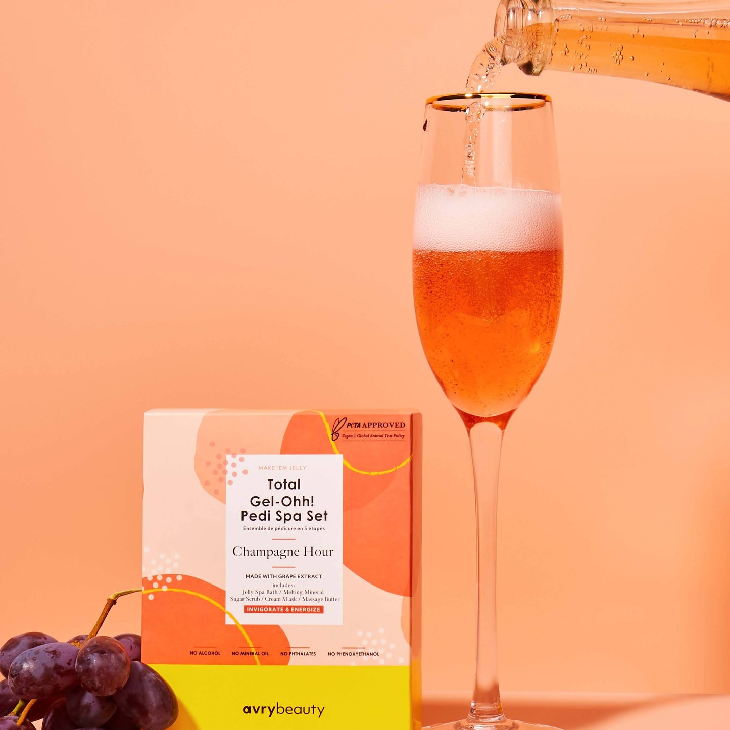 Champagne Hour Total Gel-Ohh! Pedi Spa Set at home set