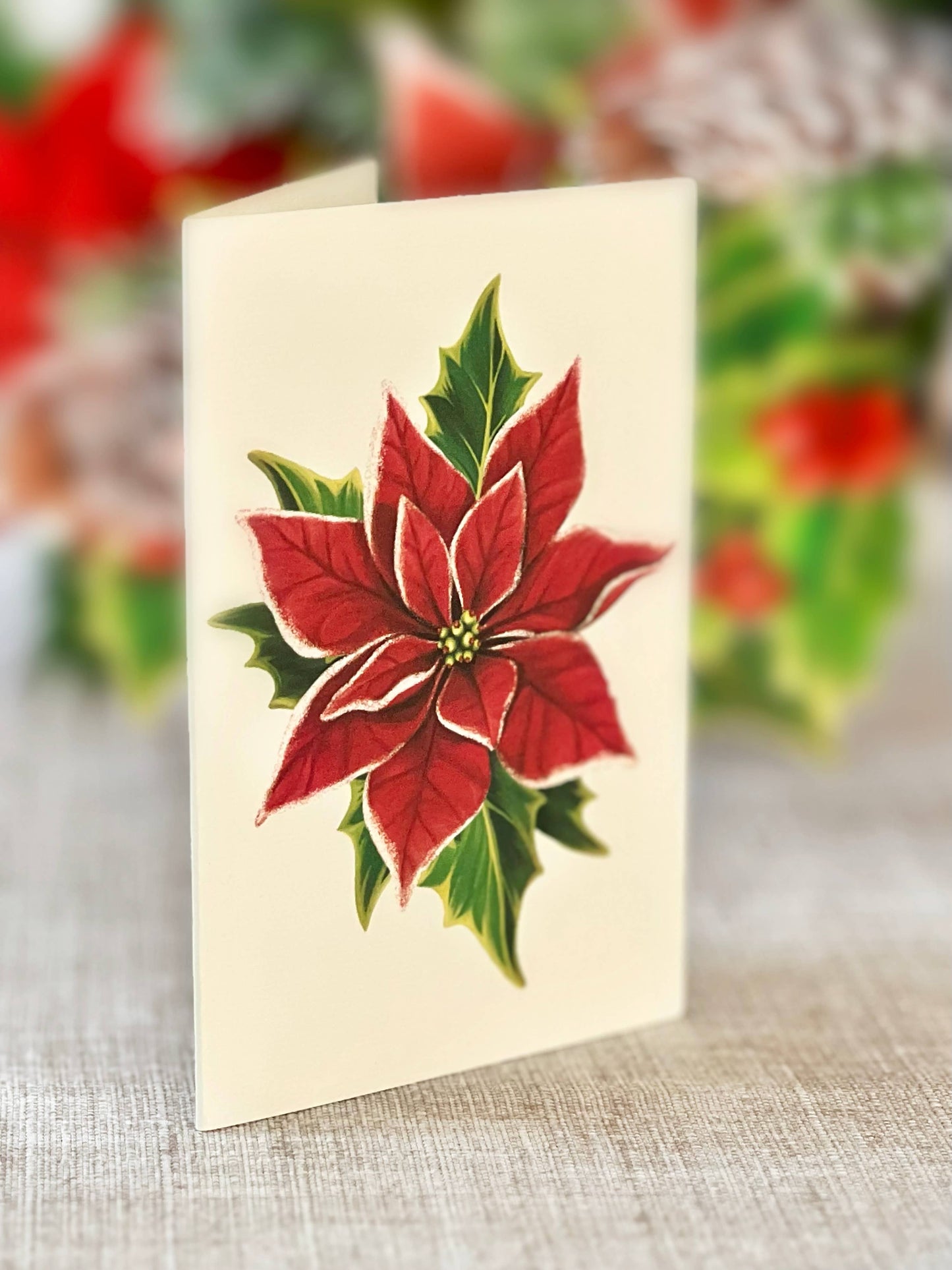 Birch Poinsettia Pop-Up Greeting Card