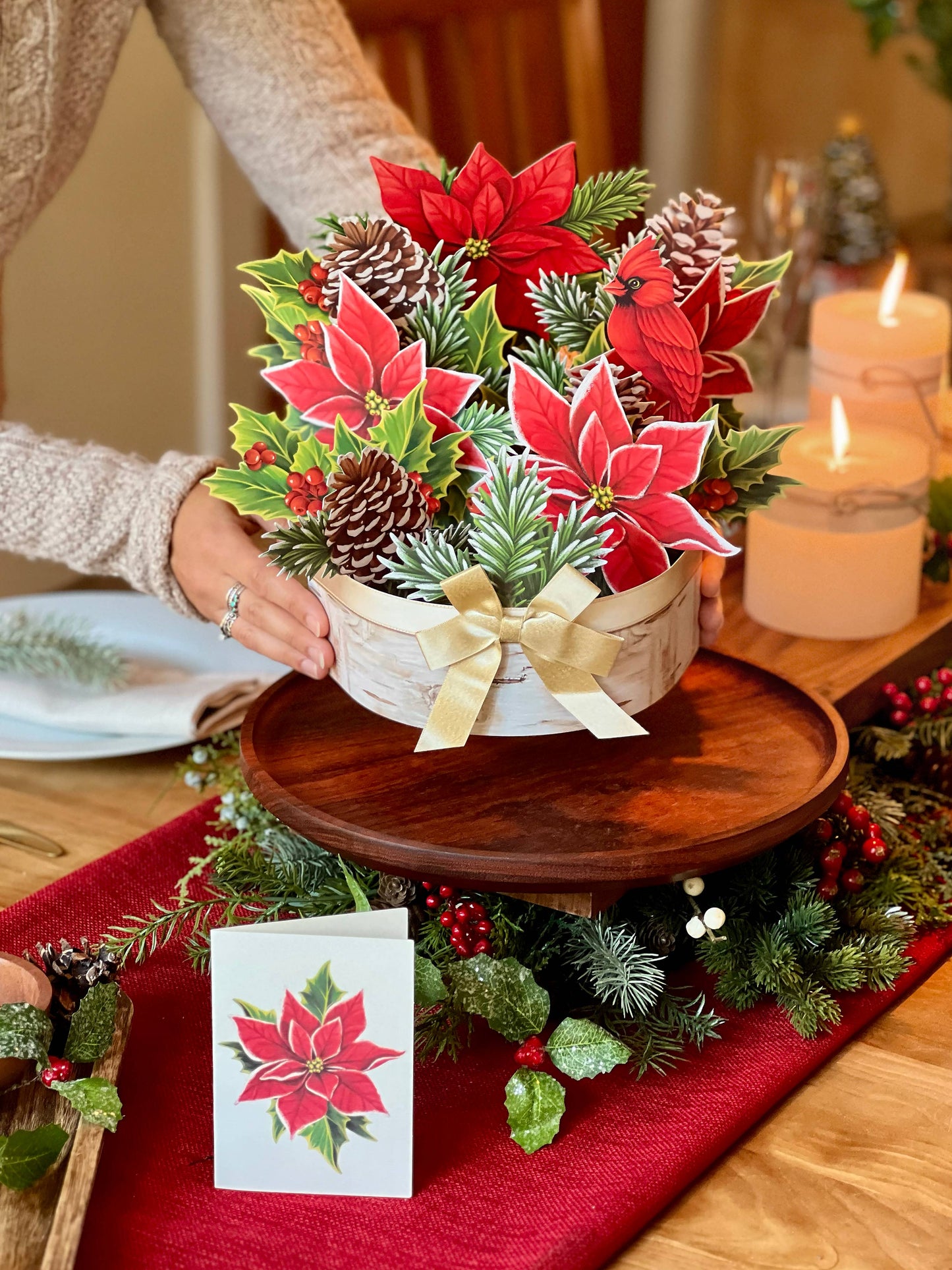Birch Poinsettia Pop-Up Greeting Card