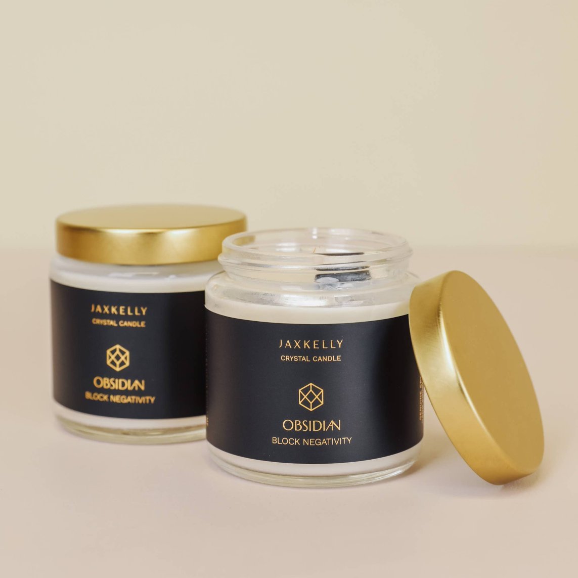 Obsidian crystal soy candle for self-care gifting and home fragrance