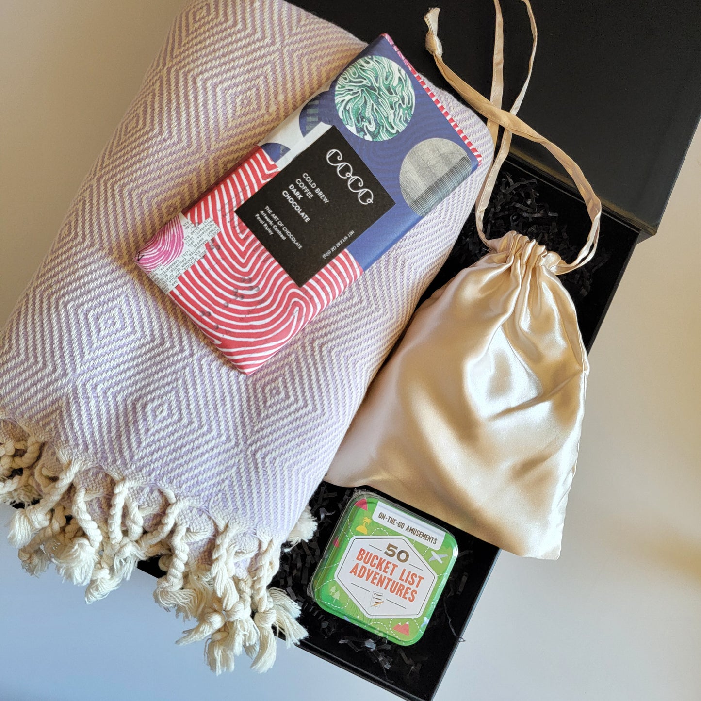 eye mask, blanket, game tin gift box