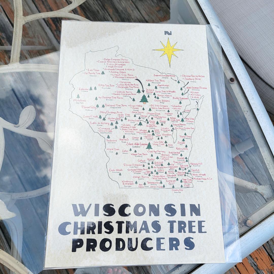 Wisconsin Christmas Tree Farms Map - Hand-Illustrated Holiday Adventure Guide
