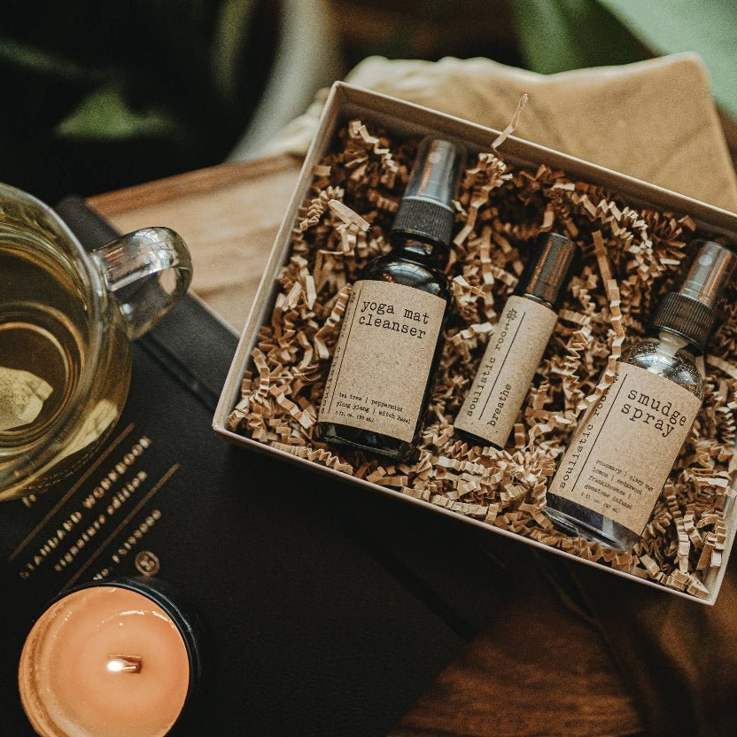 Yoga Essentials Gifts Set, perfect for gifts for her and curated gift boxes (front view)