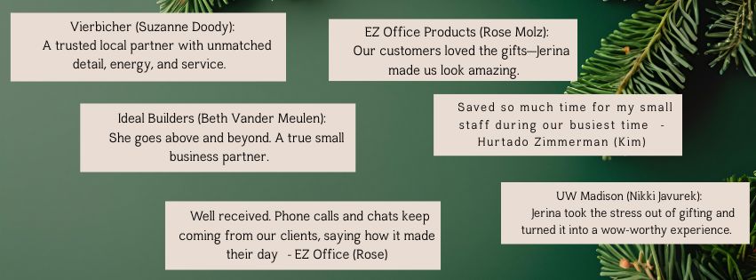 Reviews from various businesses for holiday gift sets