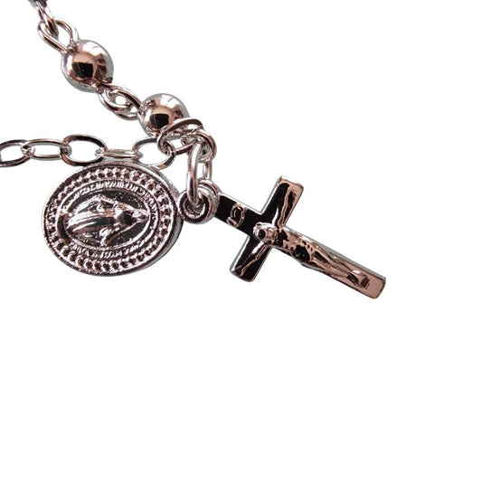Round silver Cross Bracelet for boys