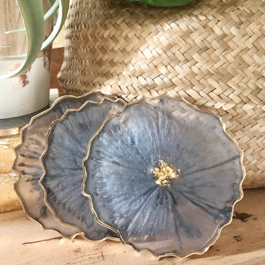 grey Round Geode Coasters
