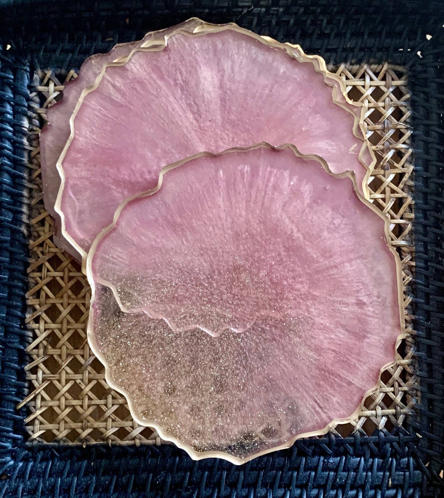 Round Geode Coasters pink