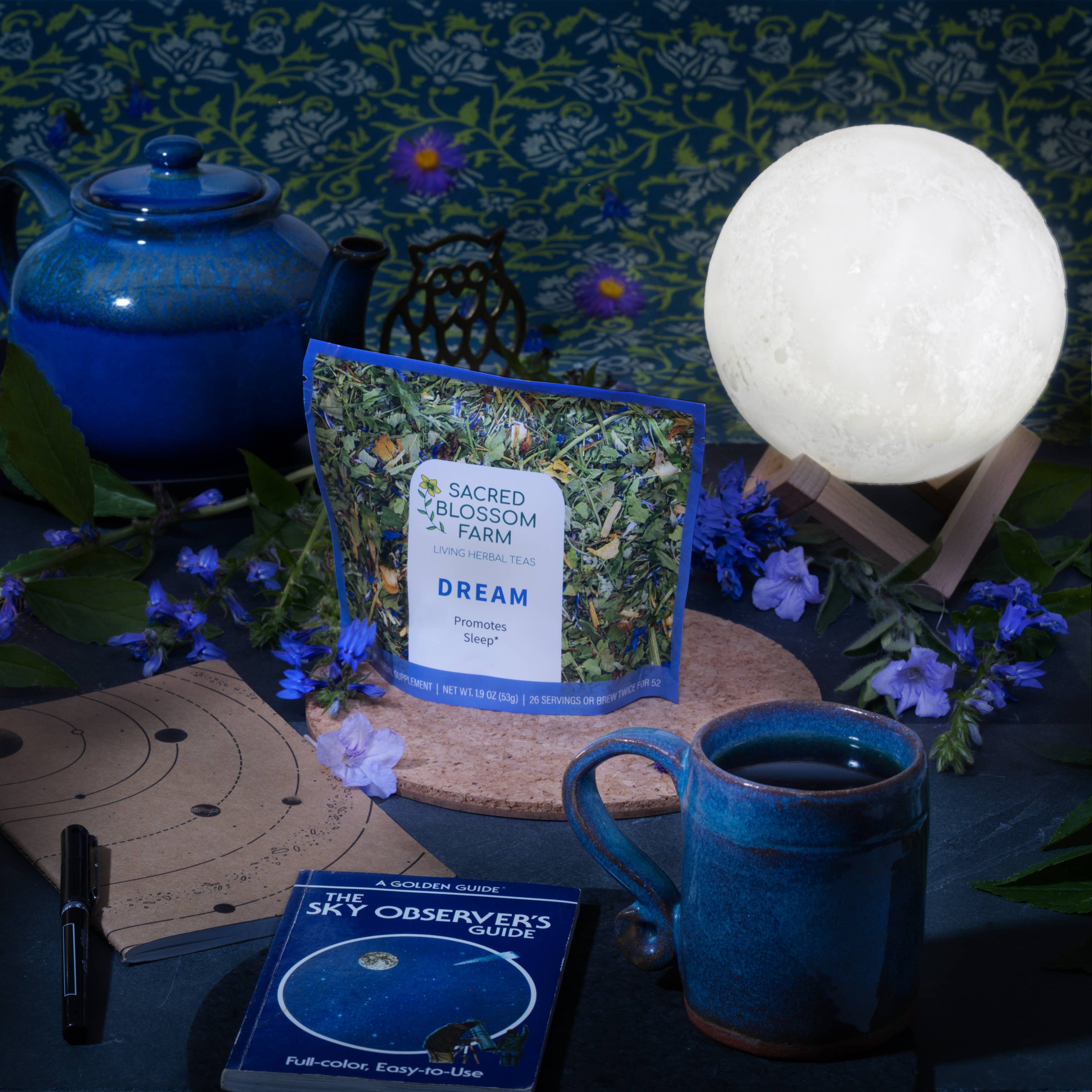 Dream Herbal Tea - Sacred Blossom Farm — loose leaf gourmet tea, perfect for gourmet gift boxes (shown with packaging)