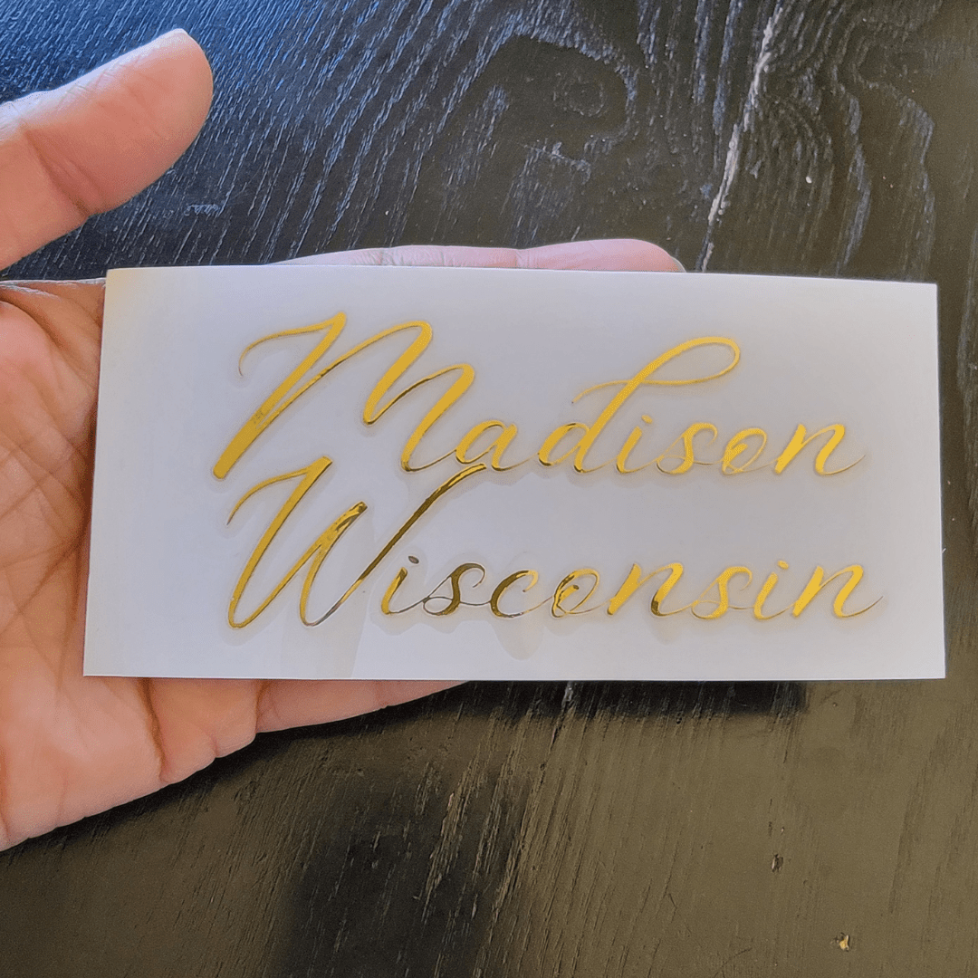 Madison, WI Gold Foil Sticker, perfect for curated gift boxes and Build a Box gifting