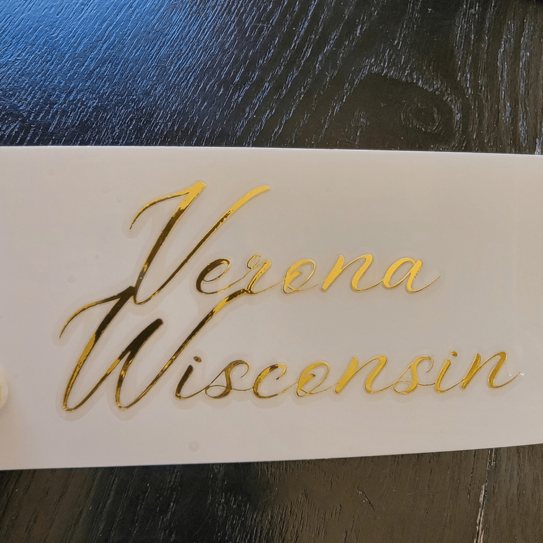 Verona, WI Gold Foil Sticker, perfect for curated gift boxes and Build a Box gifting