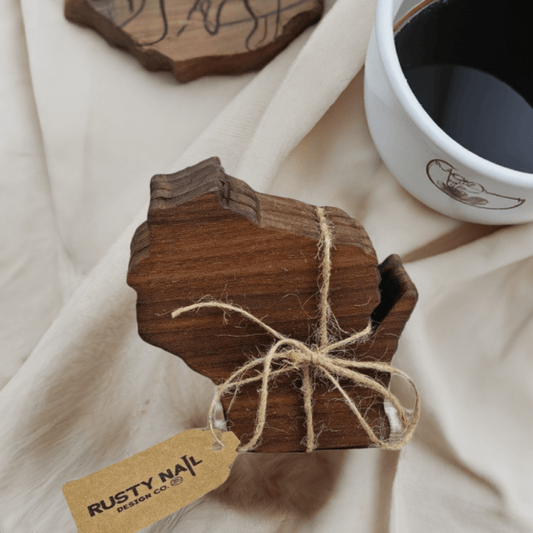 Wisconsin Shaped Drink Coasters - Set of 4