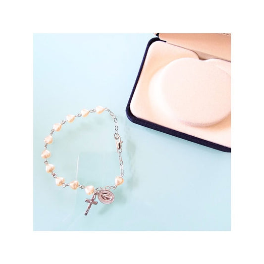 Heart Pearl Cross Bracelet for communion gift