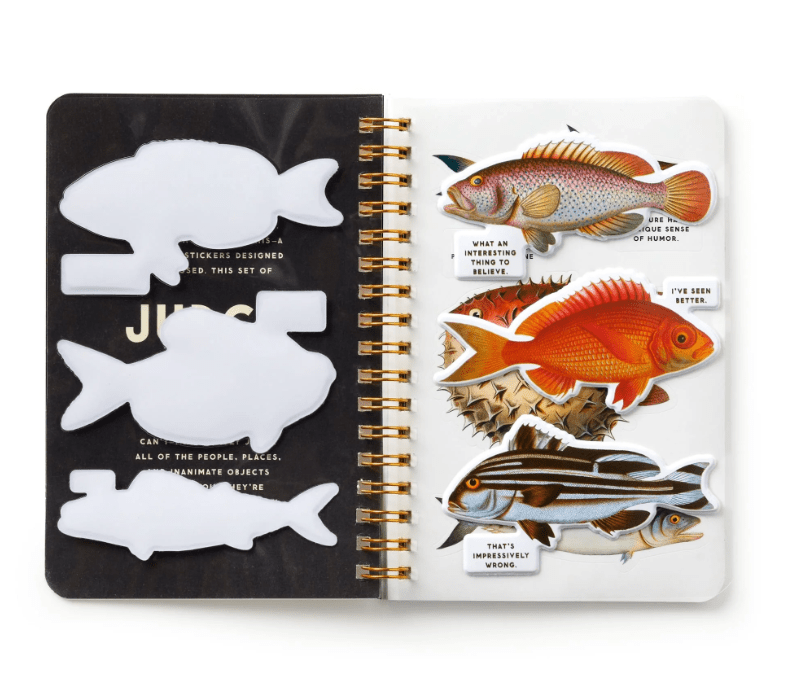 Judgy Fish Sticker Book, perfect for curated gift boxes and Build a Box gifting as a silly gift