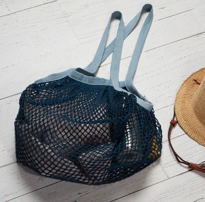 French -Market Mesh Bag in blue color