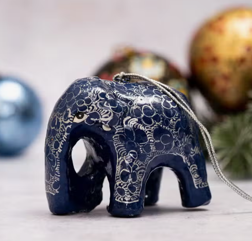 Mini Elephant Ornament - Hand Painted