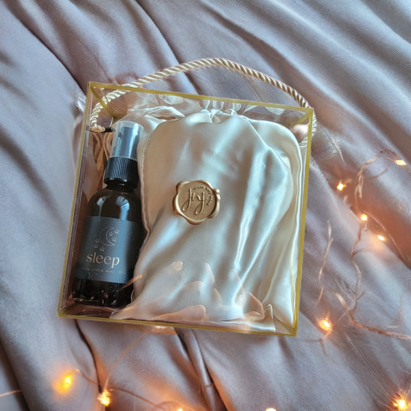 sleep gift set with pillow case eye cover and essential oil spray