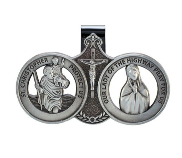 St. Christopher and Our Lady of Grace Visor Clip