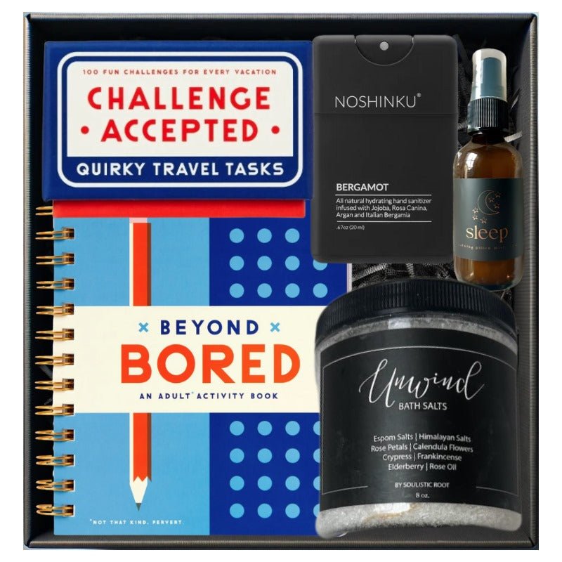 Unplug & Unwind Kit, perfect for gifts for her and curated gift boxes (lifestyle photo)