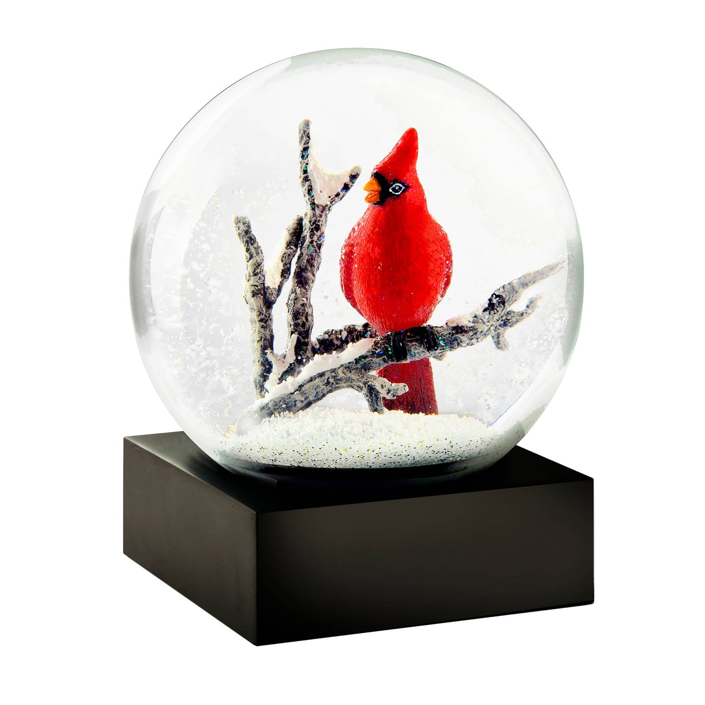 Cardinal singing snow globe