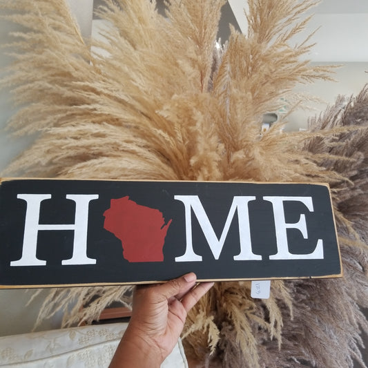 Wisconsin Home Wood Sign - Rectangular