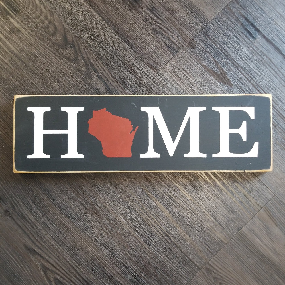 Wisconsin Home Wood Sign - Rectangular