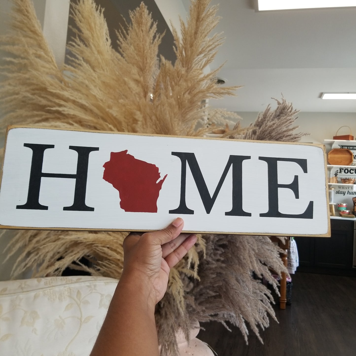 Wisconsin Home Wood Sign - Rectangular