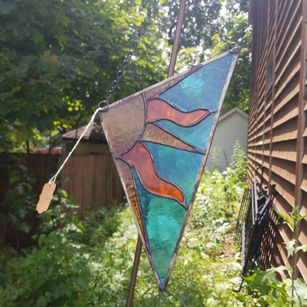sun burst window art stained glass