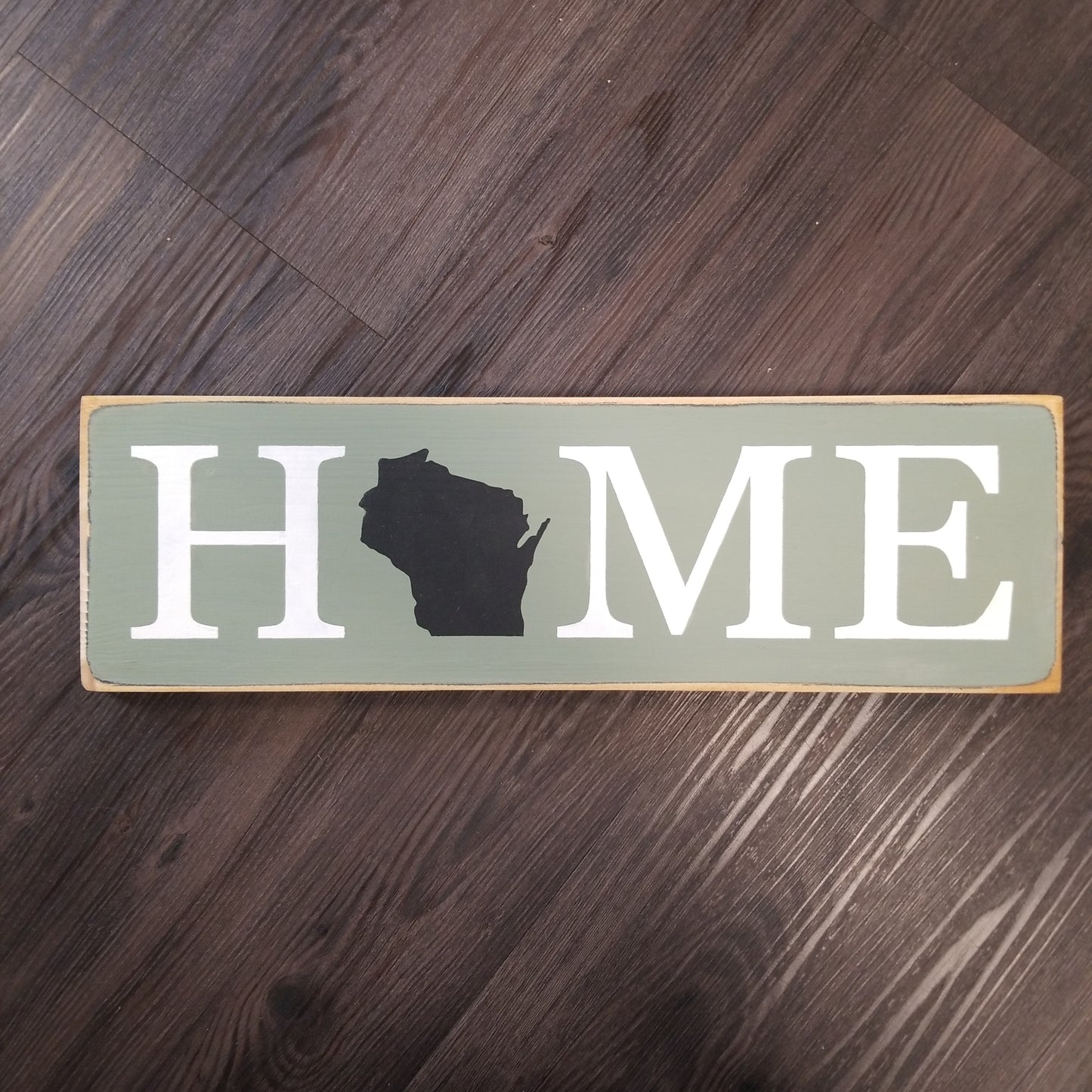 Wisconsin Home Wood Sign - Rectangular
