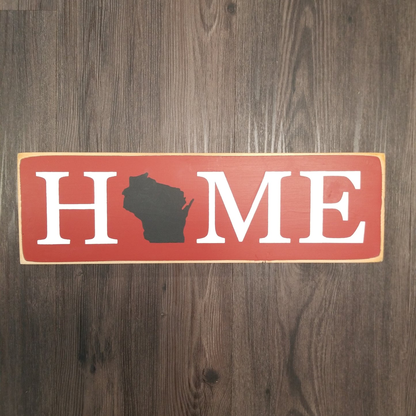 Wisconsin Home Wood Sign - Rectangular