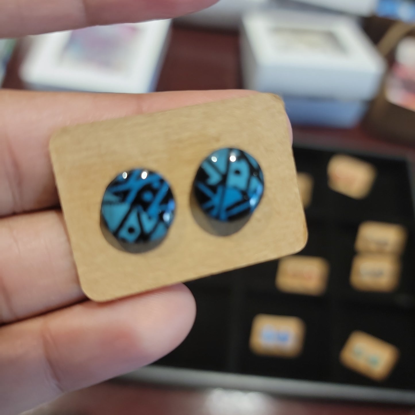 Abstract Marble Art Stud Earrings