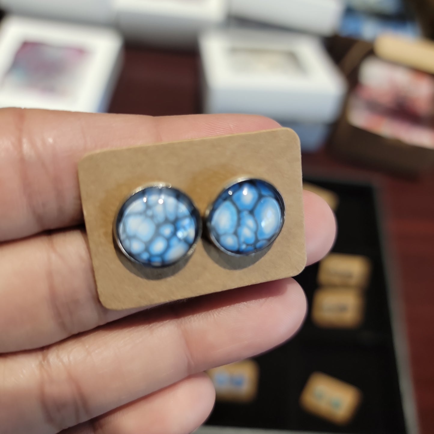 Abstract Marble Art Stud Earrings