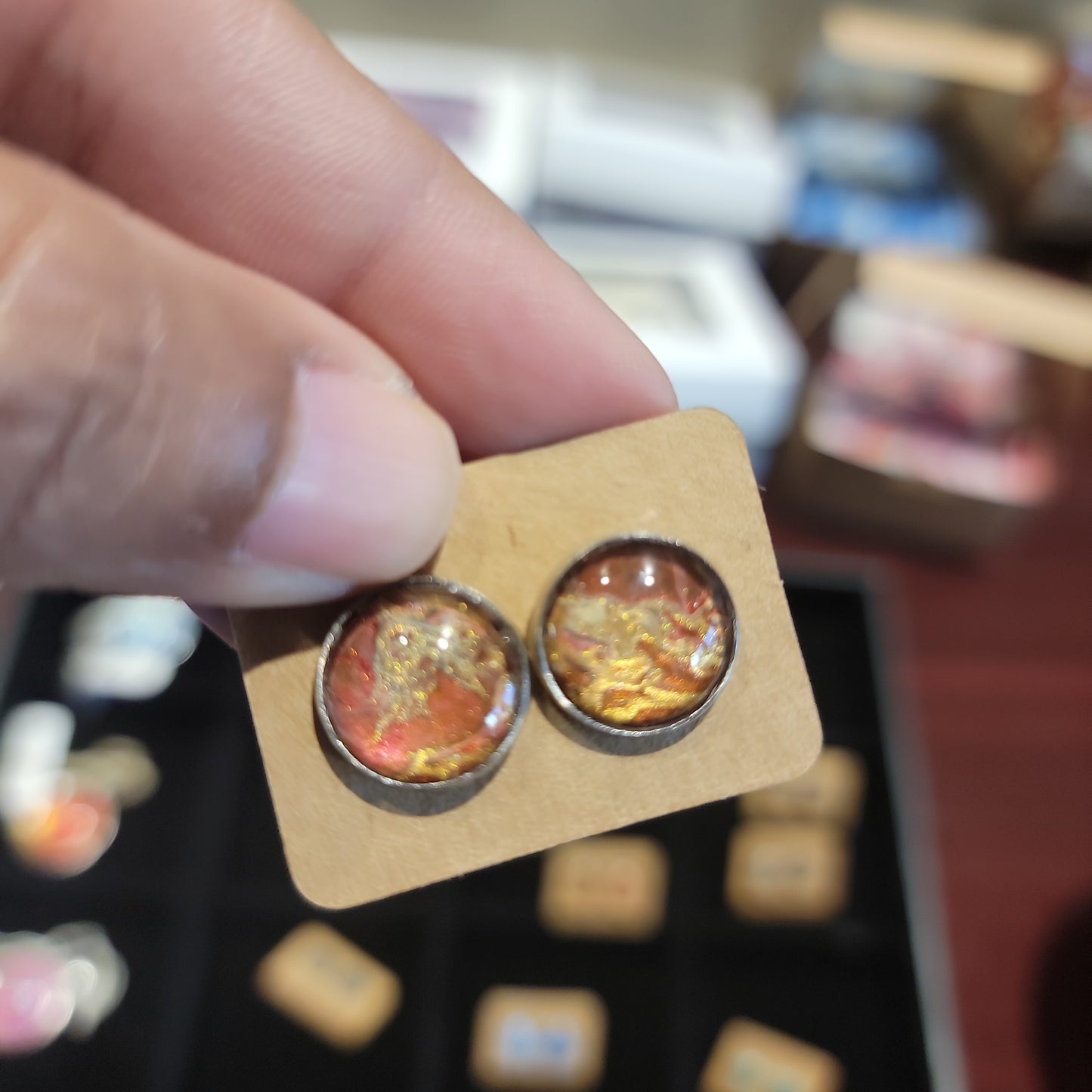 Abstract Marble Art Stud Earrings