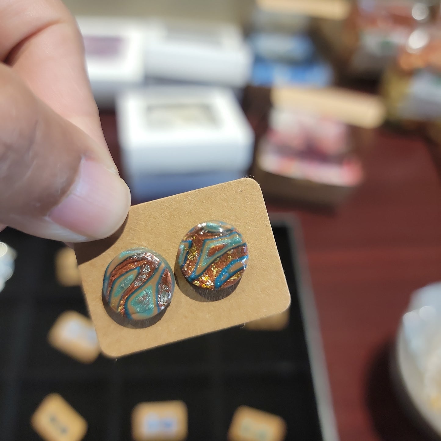 Abstract Marble Art Stud Earrings