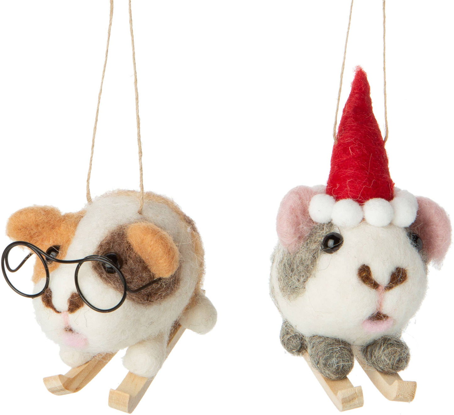 Felt Skiing Gerbil Ornaments