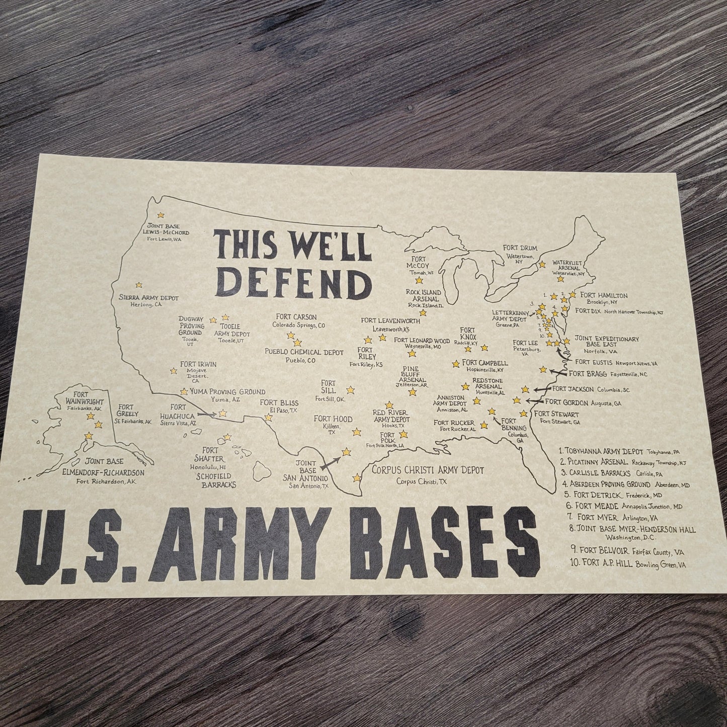 US Army Garrisons. It's the perfect tribute for active-duty soldiers, veterans, and military families