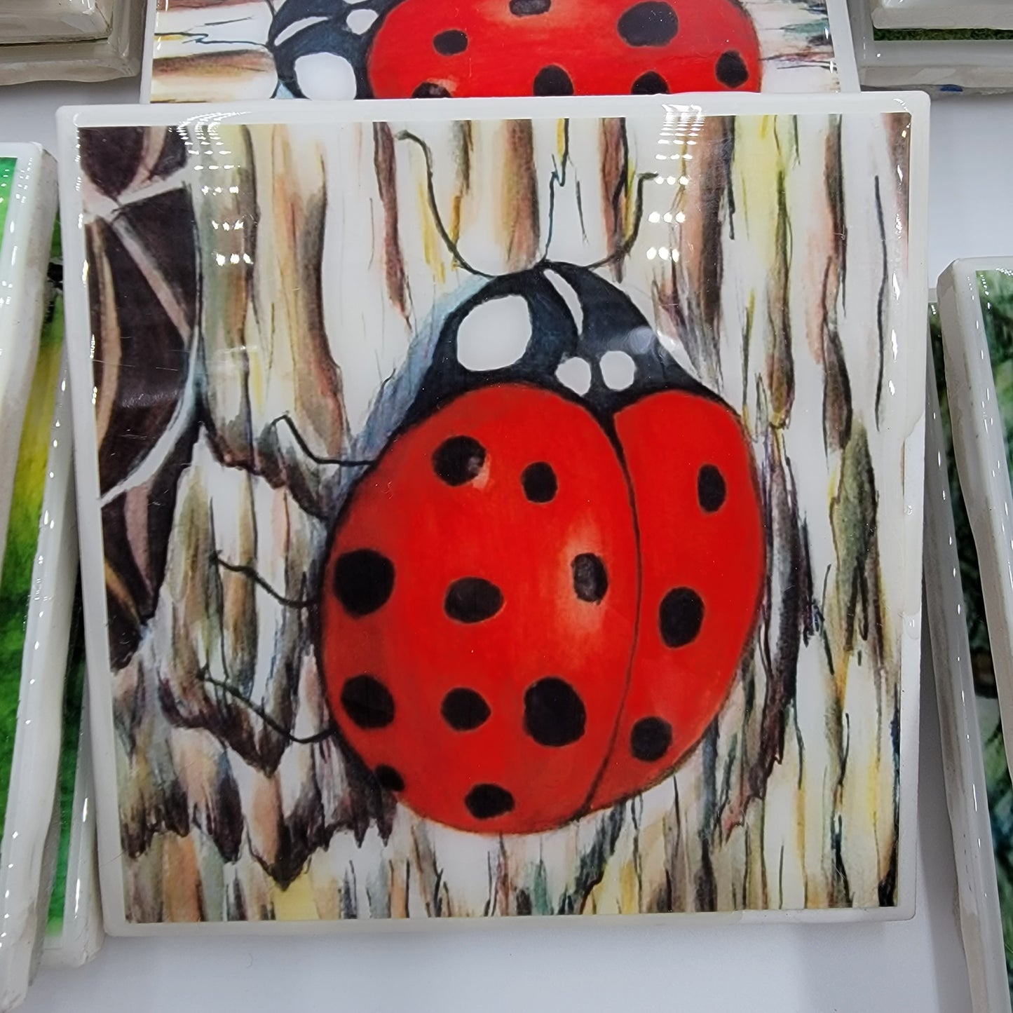 Watercolor Painted Tile Coasters - Nature