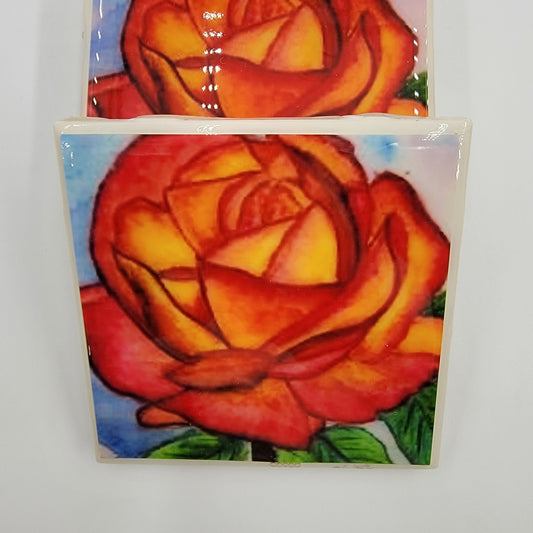 Watercolor Painted Tile Coasters - Nature