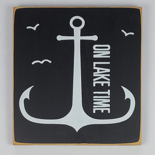 Lake Time Anchor Wooden Sign
