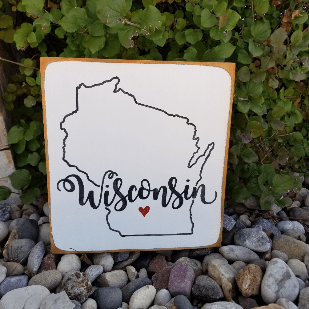 Wisconsin Wood sign handamde decor