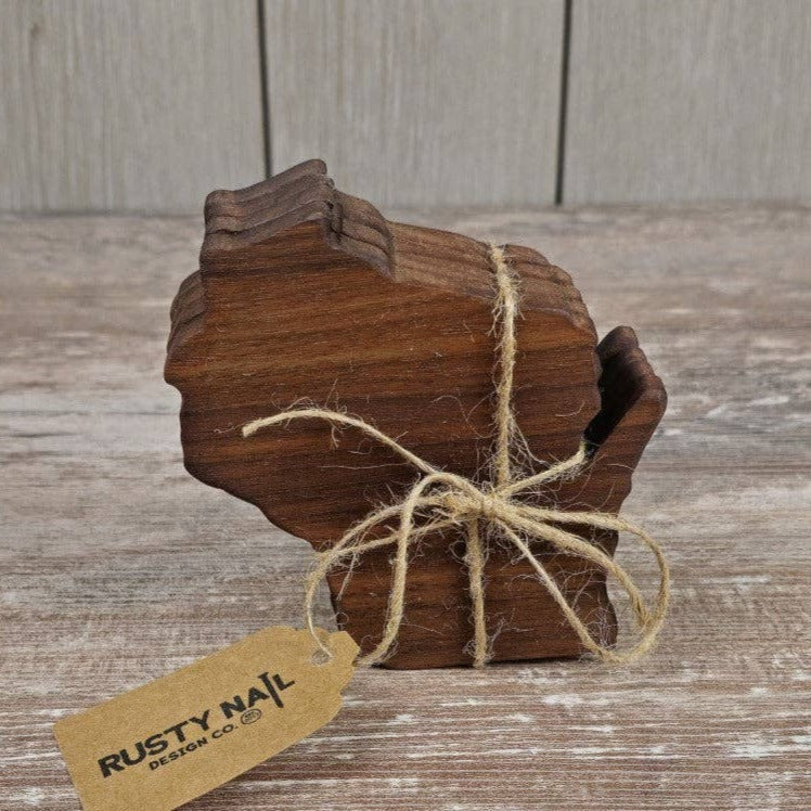 Wisconsin shape wooden coasters